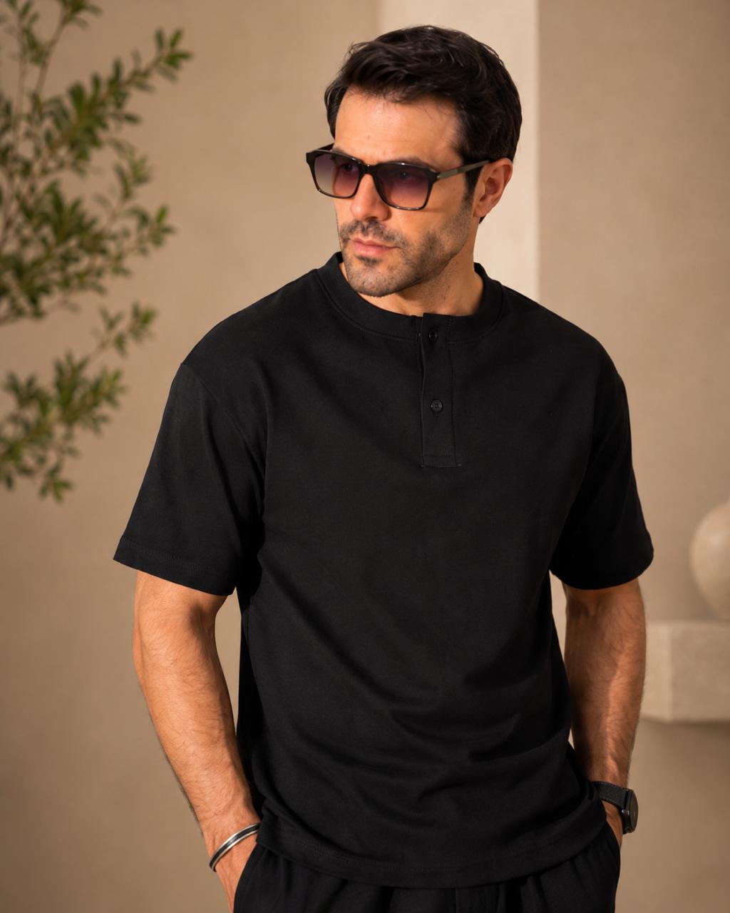 HYM DESIGN oversized henley t-shirt
