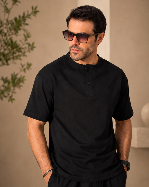 HYM DESIGN oversized henley t-shirt