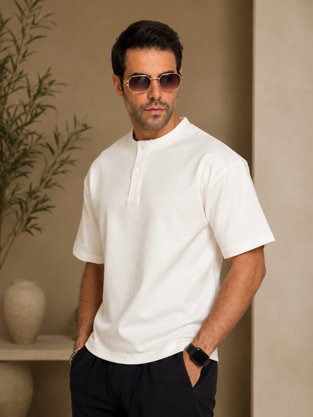 HYM DESIGN oversized henley t-shirt