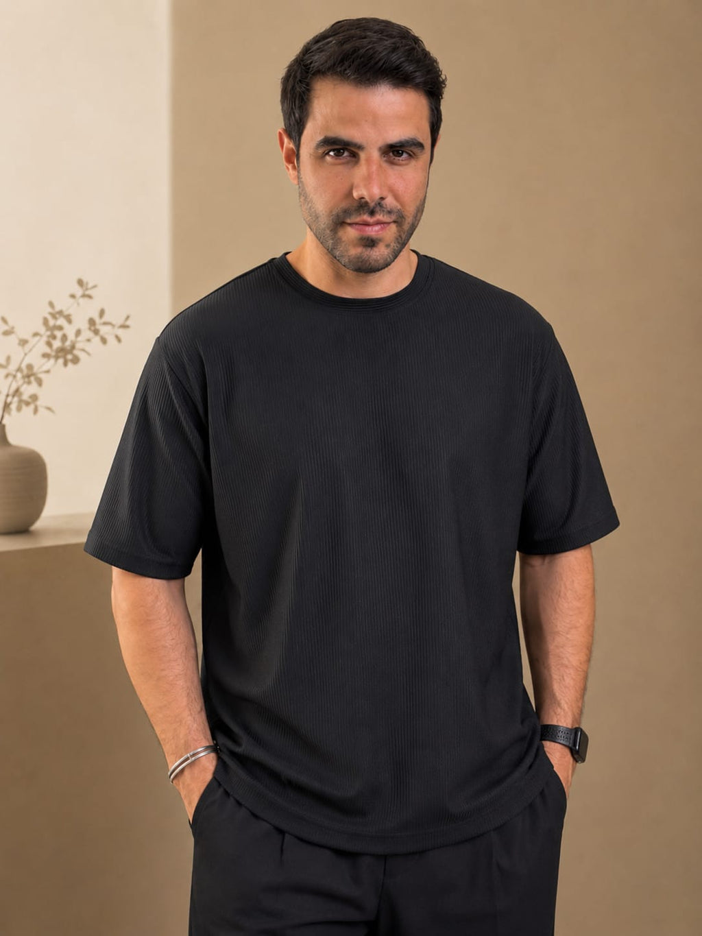 HYM DESIGN Crew Neck Textured t-shirt