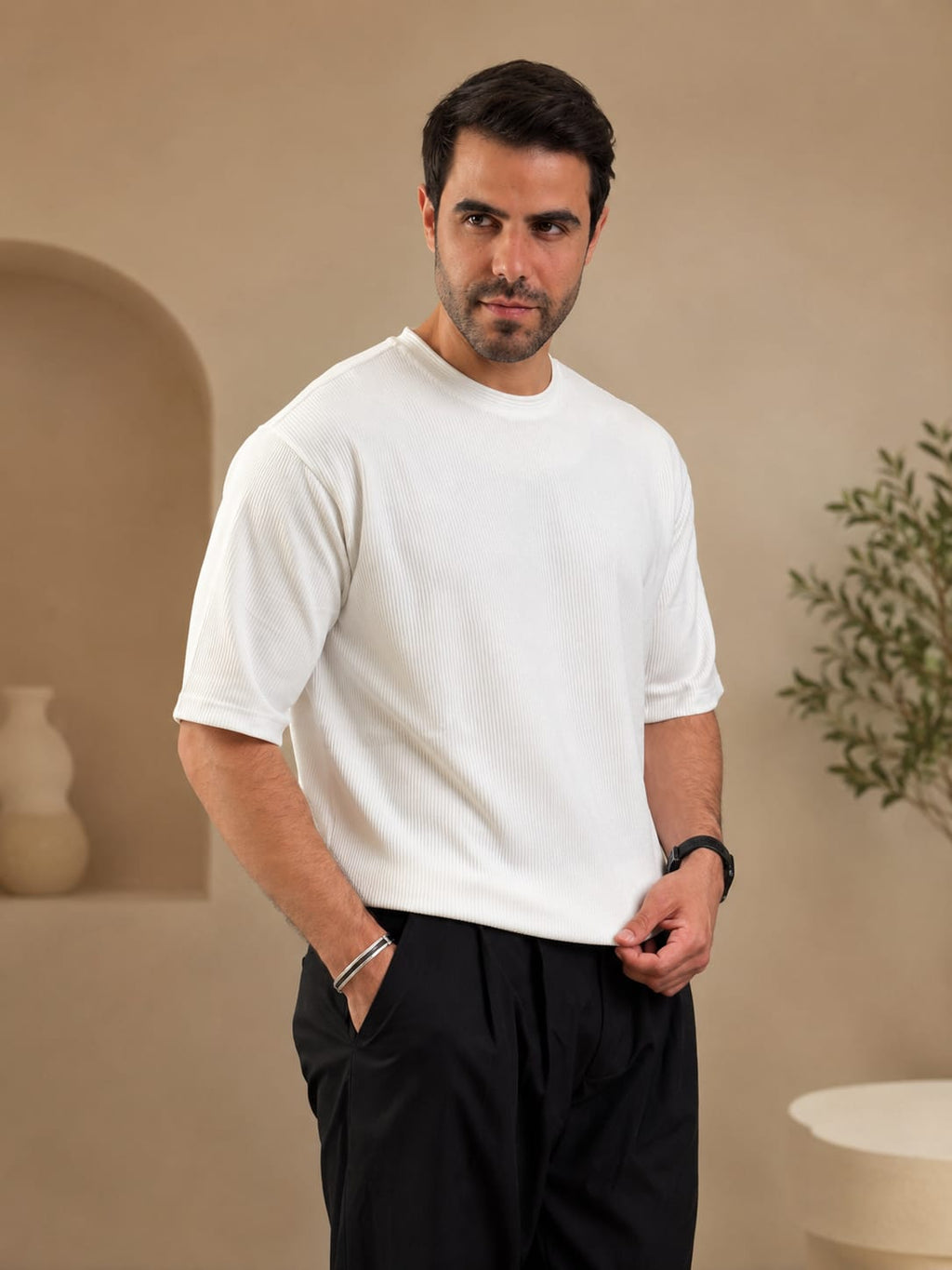 HYM DESIGN Crew Neck Textured t-shirt